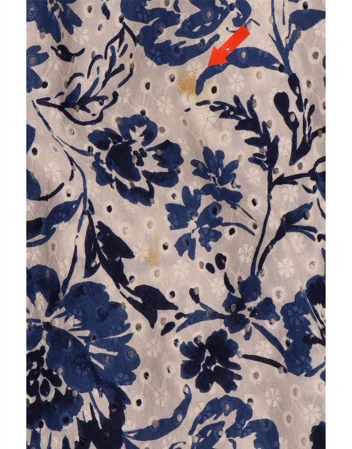 ZARA Femmes Manches Courtes Maxi Robe UK 20 2XL Bleu Floral Coton