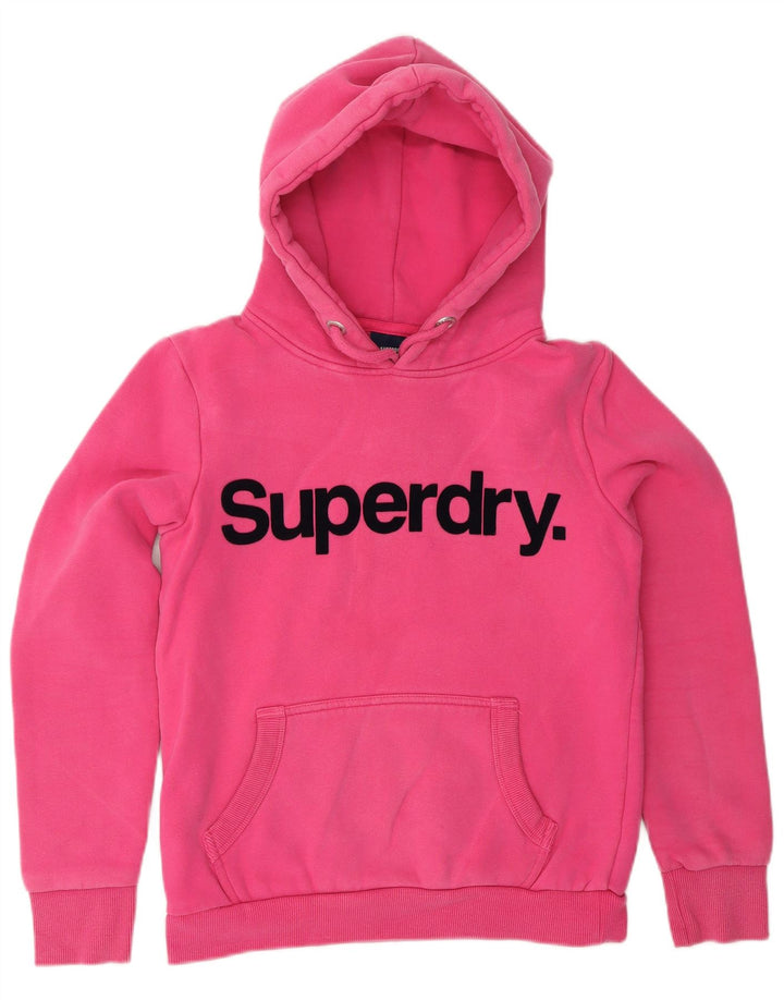 SUPERDRY Pull à capuche graphique pour femme UK 10 Petit coton rose