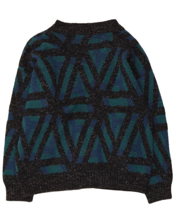 VINTAGE Femme Cardigan Pull UK 18 XL Vert Géométrique