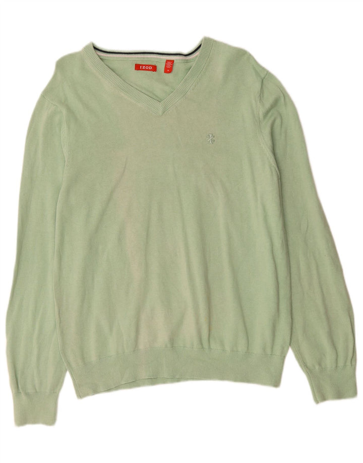 IZOD Pull Col V Homme Vert Moyen Coton