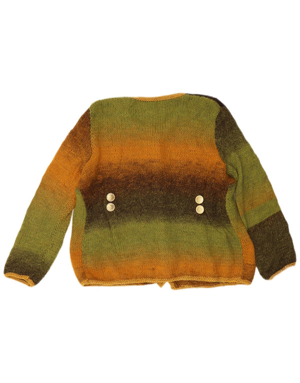 vintage Womens Cardigan Sweater UK 12 Medium Green Colourblock Rétro