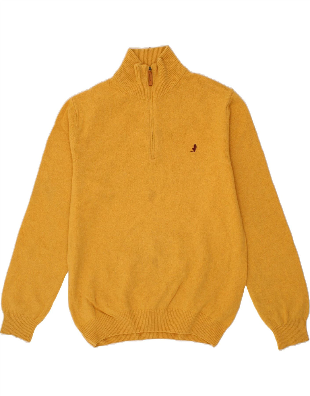 MARLBORO CLASSICS Pull col zippé pour homme en laine jaune Large