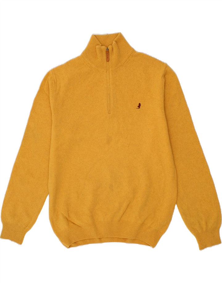 MARLBORO CLASSICS Pull col zippé pour homme en laine jaune Large
