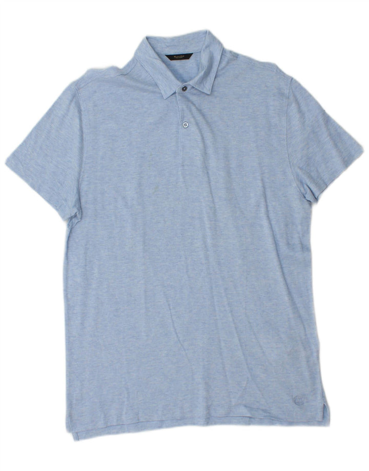 MASSIMO DUTTI Mens Polo Shirt Medium Blue Cotton