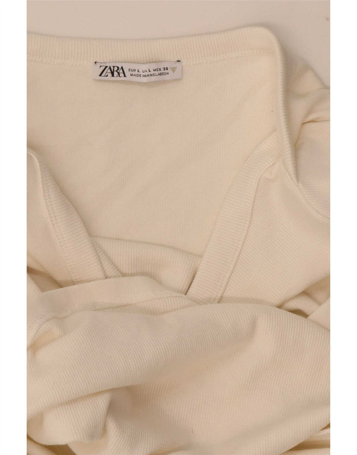 Zara Womens Crop Top Manches Longues UK 14 Grand Blanc