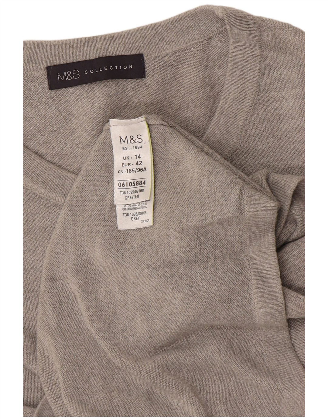 Marks & Spencer Pull à col rond pour femme UK 14 Acrylique gris moyen