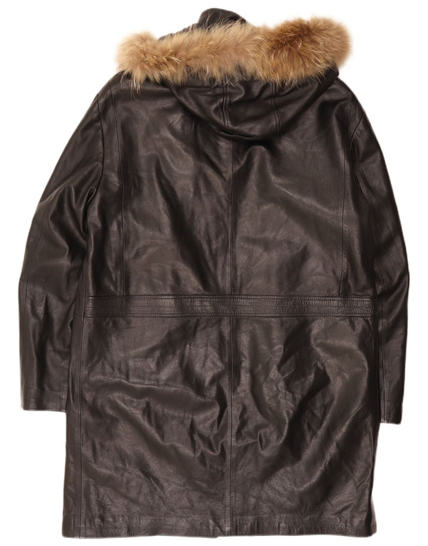 Lavorazione Artigiana Manteau en cuir à capuche pour homme UK 38 Medium Noir Classique