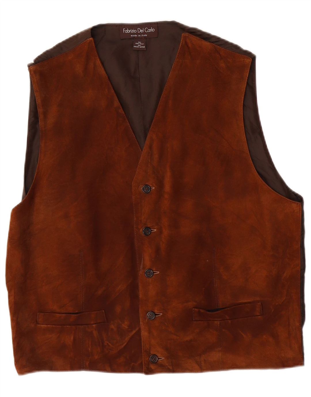 FABRIZIO DEL CARLO Gilet en Daim pour Homme en Cuir Marron Large