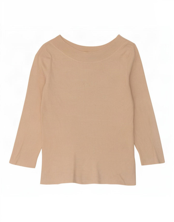 Oasis Crop Top Femme Manches 3/4 UK 12 Beige Moyen Viscose