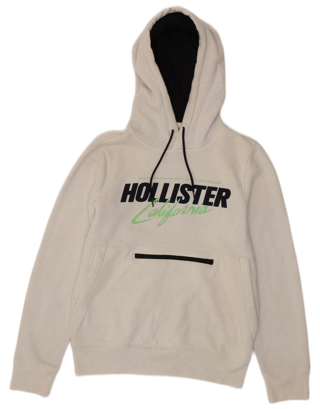 HOLLISTER Pull à capuche graphique pour homme Small Blanc Coton