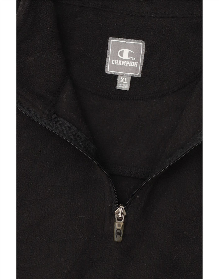 CHAMPION Mens Zip Neck Fleece Jumper XL Black Polyester Vintage Champion and Second-Hand Champion from Messina Hembry 