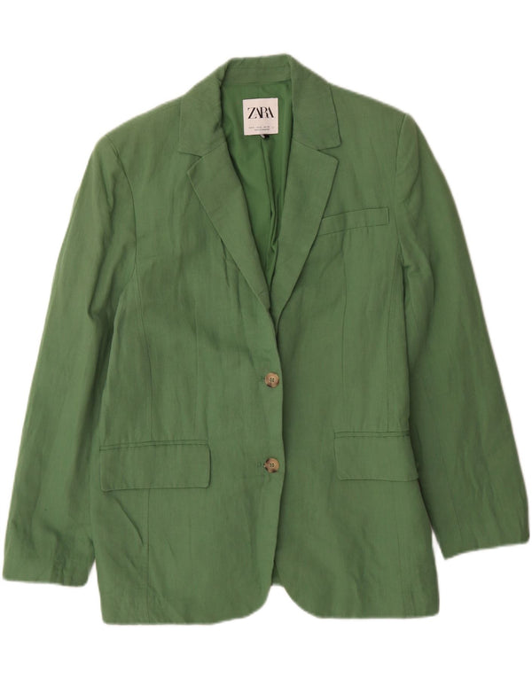 Zara Veste blazer surdimensionnée à 2 boutons pour femme UK 10 Petit lin vert