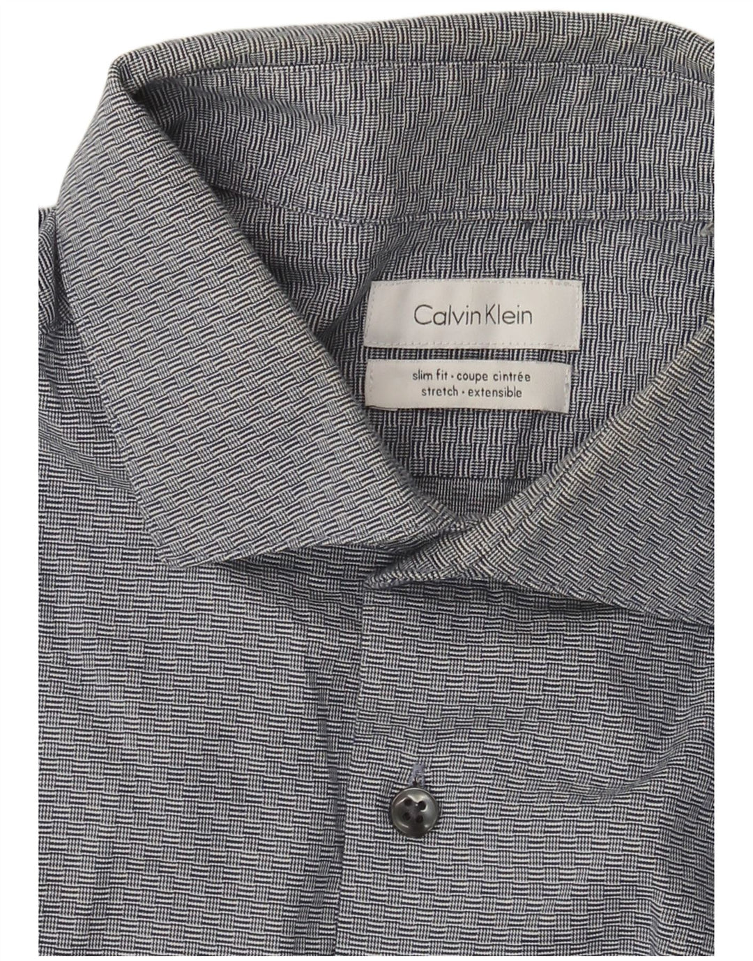 Calvin Klein Chemise Slim Fit Homme Bleu Marine Géométrique