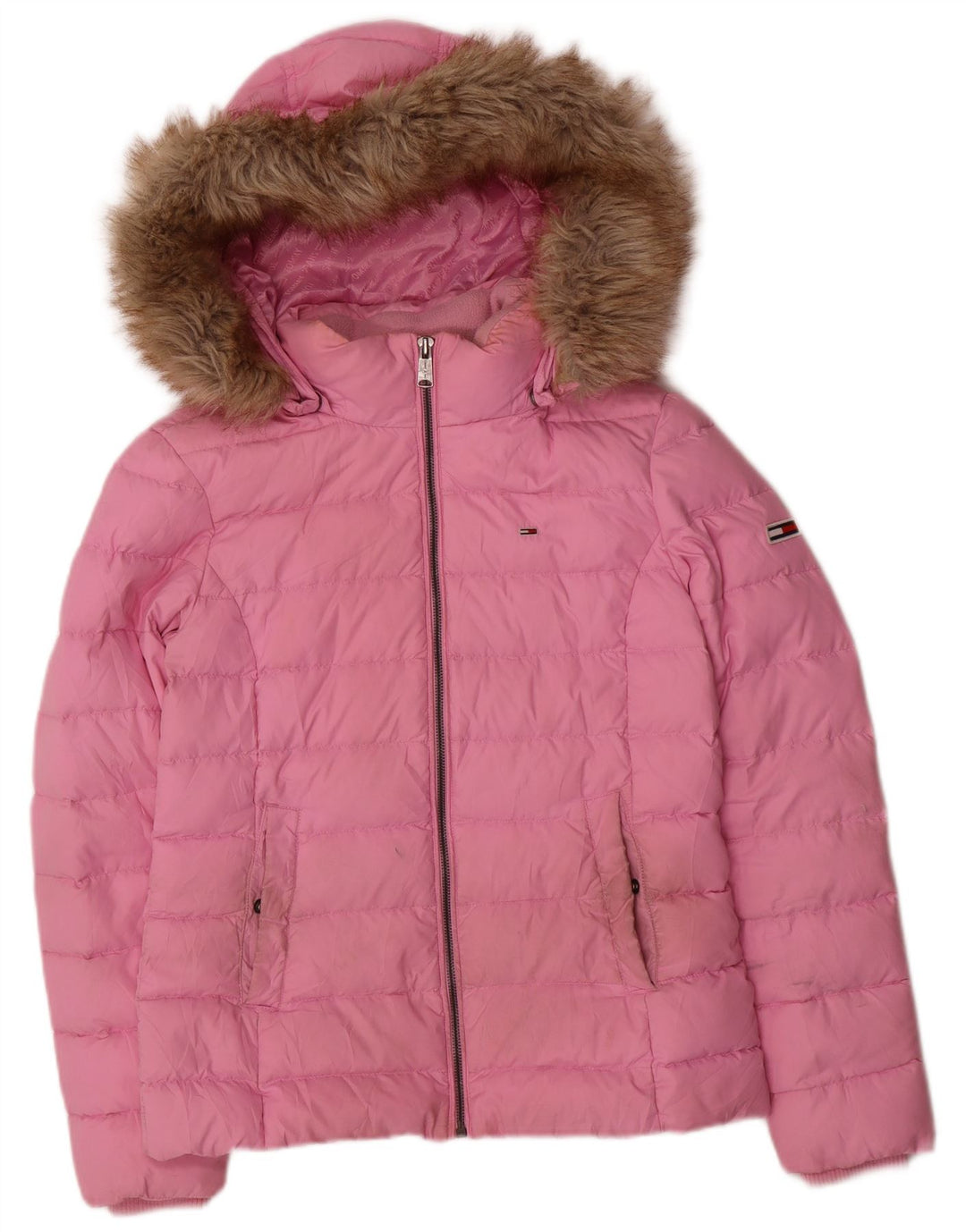 Tommy Hilfiger Veste matelassée à capuche pour femme UK 10 Small Rose Polyester