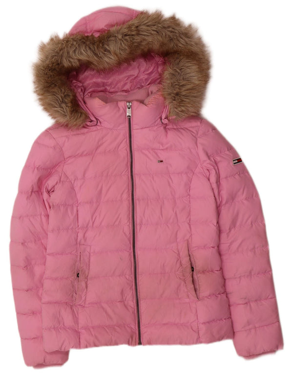 Tommy Hilfiger Veste matelassée à capuche pour femme UK 10 Small Rose Polyester