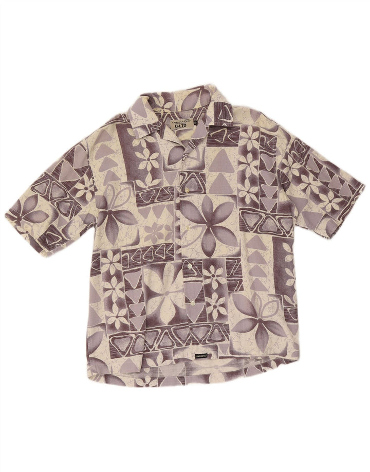 Unlimited Chemise à Manches Courtes Homme Violet Moyen Floral