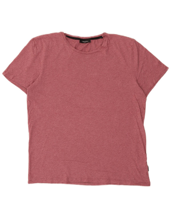 Calvin Klein T-Shirt Femme Top UK 16 Large Rose Coton