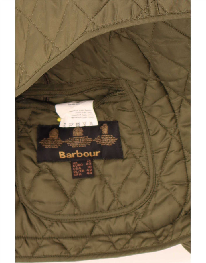 Barbour Veste matelassée pour femme UK 14 Large Kaki Colourblock Polyamide