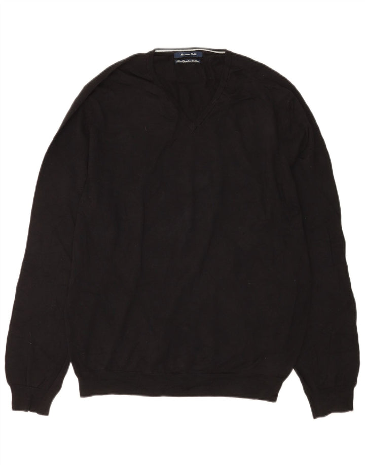 Massimo Dutti Pull col V Homme Noir Moyen Coton