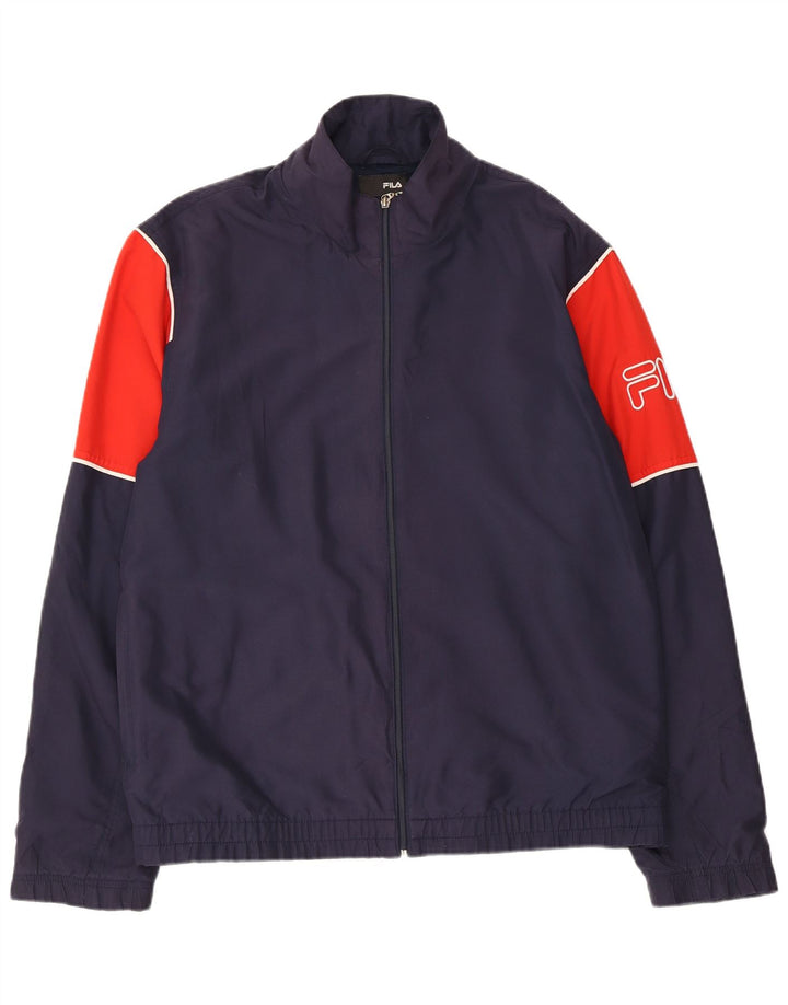 FILA Veste de Survêtement Graphique Homme Large Bleu Marine Colorblock