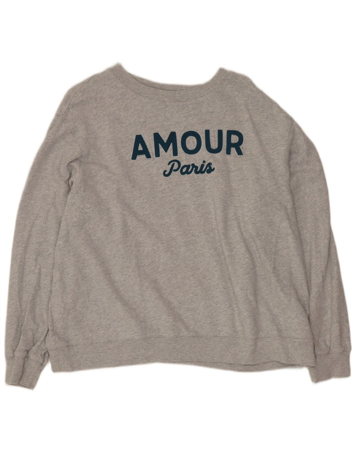 Marks & Spencer Sweat-shirt surdimensionné graphique pour femme UK 16 Large Gris