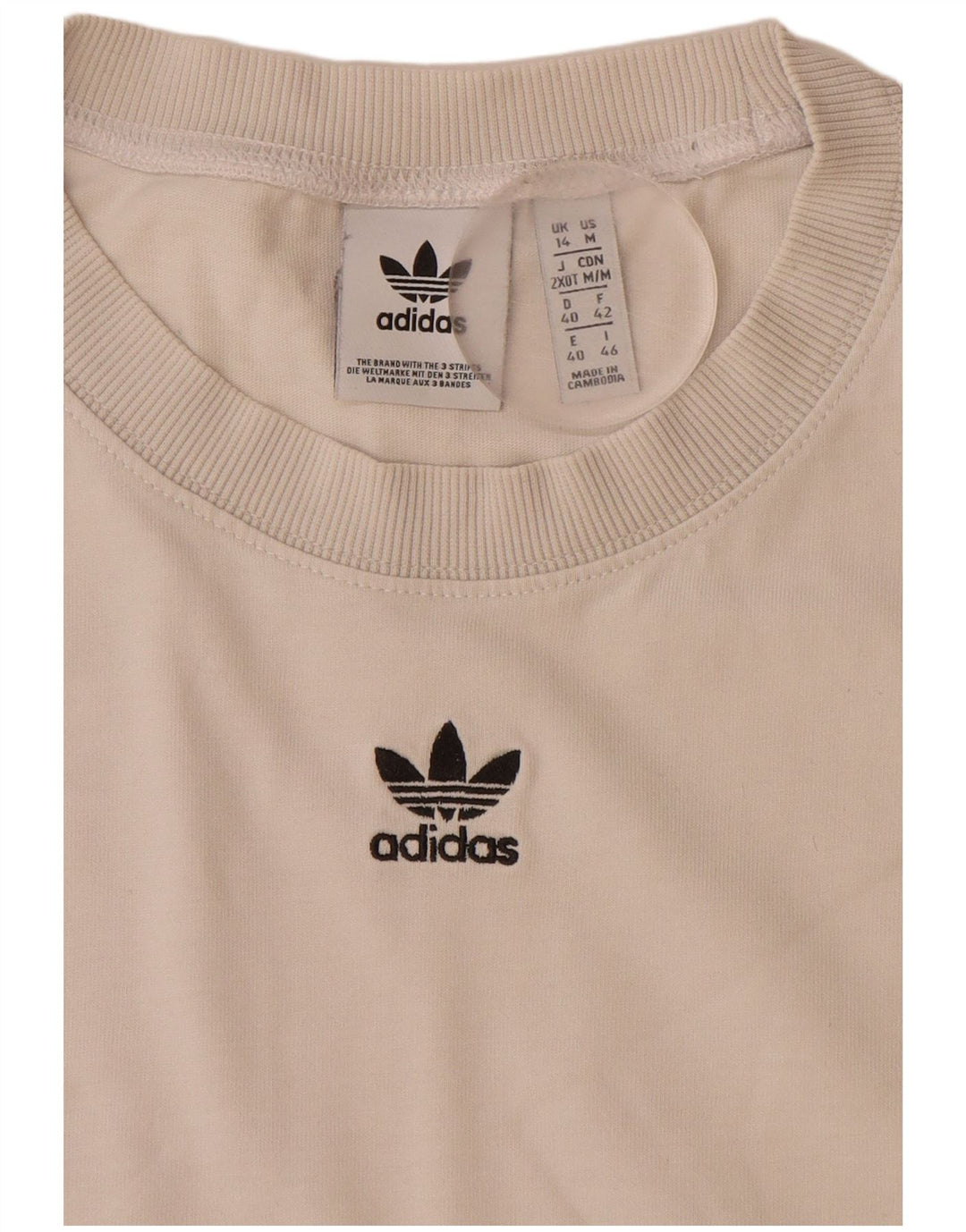 ADIDAS T-shirt graphique pour femme UK 14 Large Blanc
