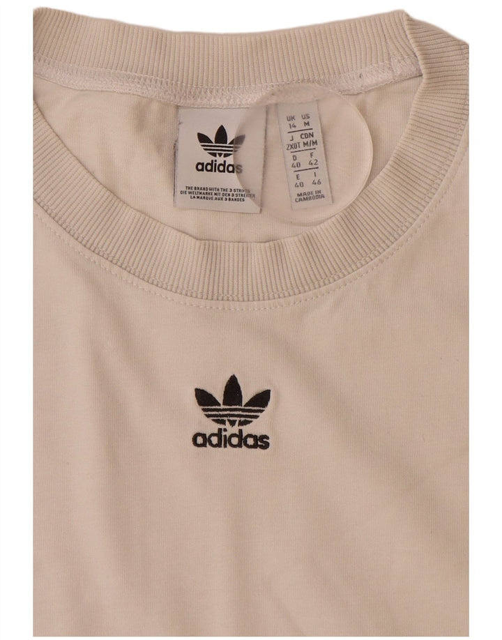 ADIDAS T-shirt graphique pour femme UK 14 Large Blanc
