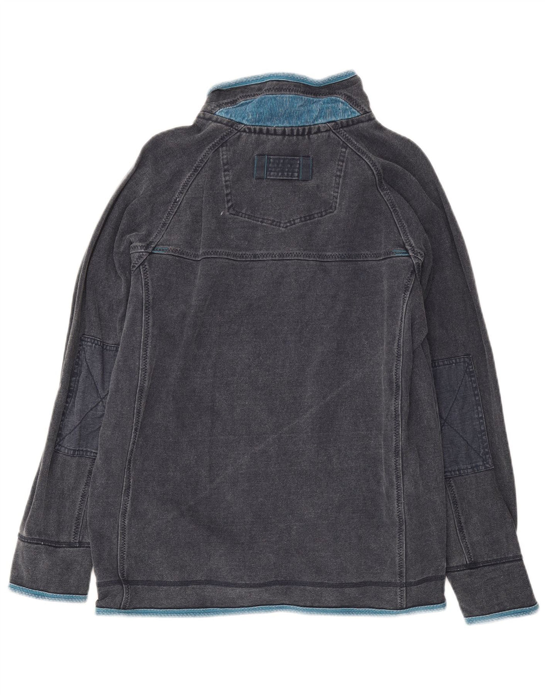 Fat Face Sweat-shirt à col zippé pour homme en coton bleu marine Taille L