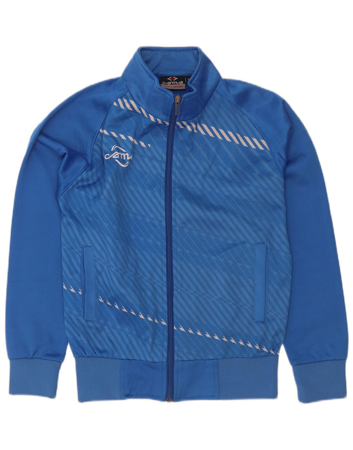 vintage Mens Survêtement Top Veste Petit Bleu Rayé Polyester