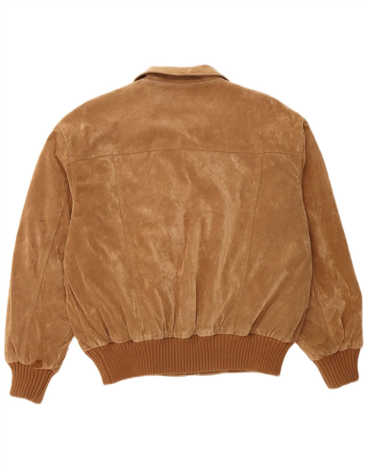 VINTAGE Veste Bomber Homme UK 42 XL Marron Polyester