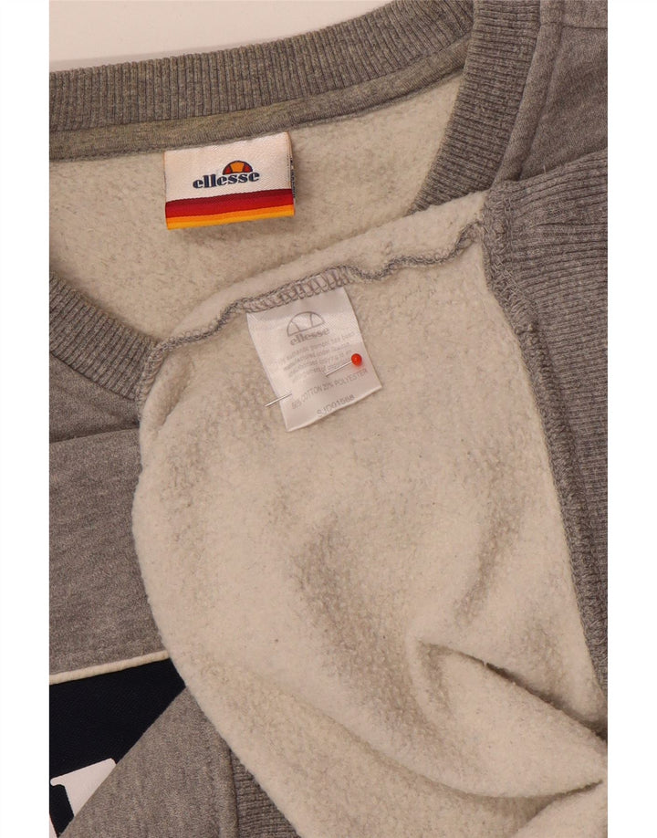 Ellesse Sweat-shirt graphique pour homme Petit gris en coton color block