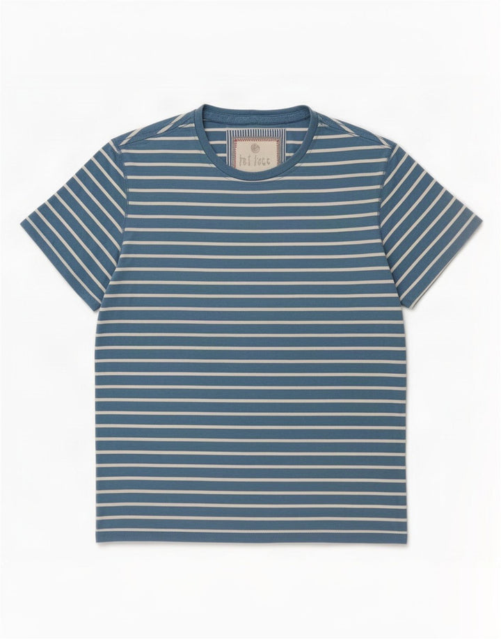 Fat Face T-Shirt Homme Bleu Moyen Rayé Coton