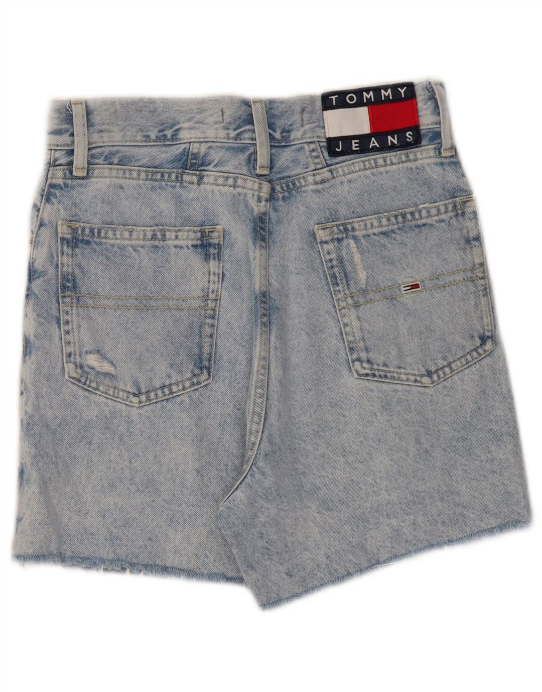 TOMMY HILFIGER Short en jean taille haute pour femme Mom Distressed W24 XS Bleu