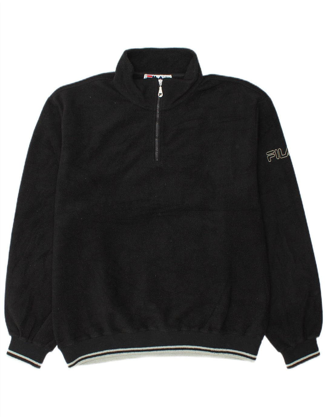 Fila Pull polaire à col zippé pour homme IT 52/54 Large Noir Polyester