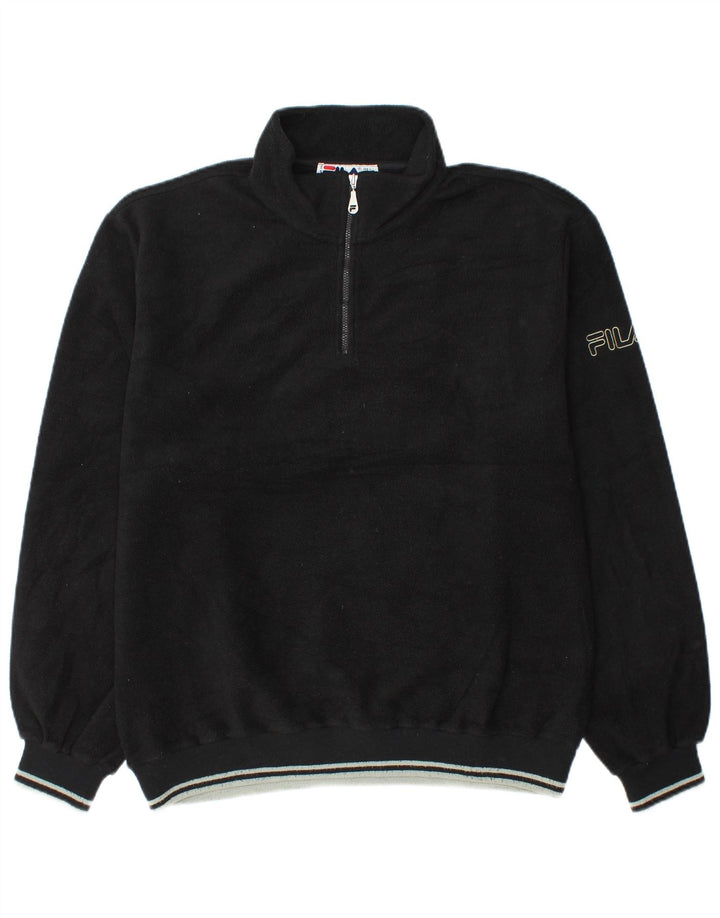 Fila Pull polaire à col zippé pour homme IT 52/54 Large Noir Polyester