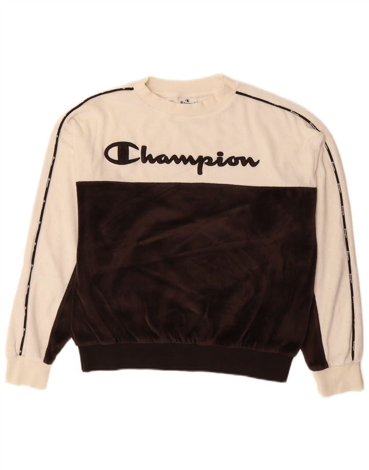 Champion Sweat-shirt graphique surdimensionné pour femme UK 10 Petit Noir
