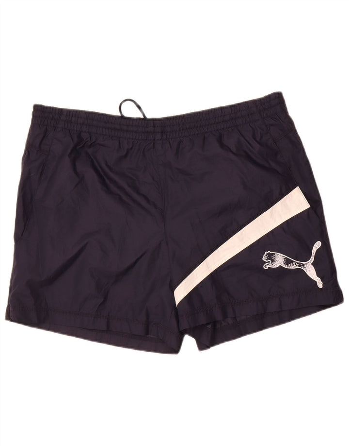 Puma Short de bain graphique pour homme en polyester color block Taille L Bleu marine