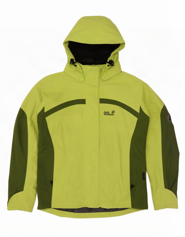 Jack Wolfskin Veste de pluie à capuche pour femme UK 12 Vert moyen Colourblock