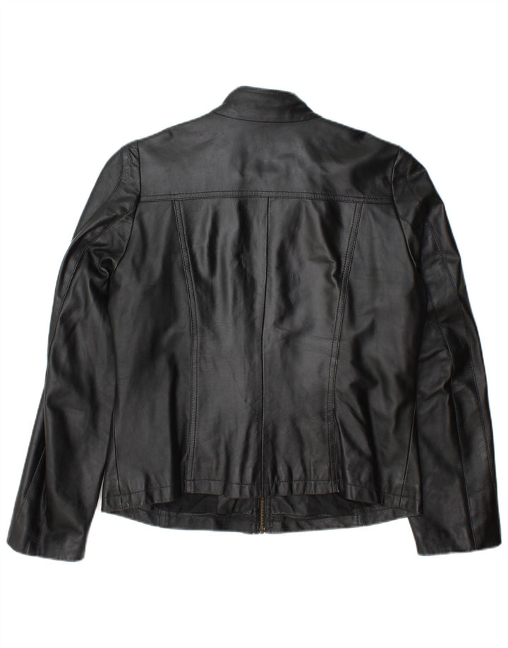 veste en cuir femme vintage IT 46 Grand cuir noir