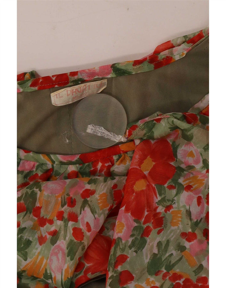 vintage Femme Robe A-Line UK 12 Moyen Multicolore Floral Polyamide