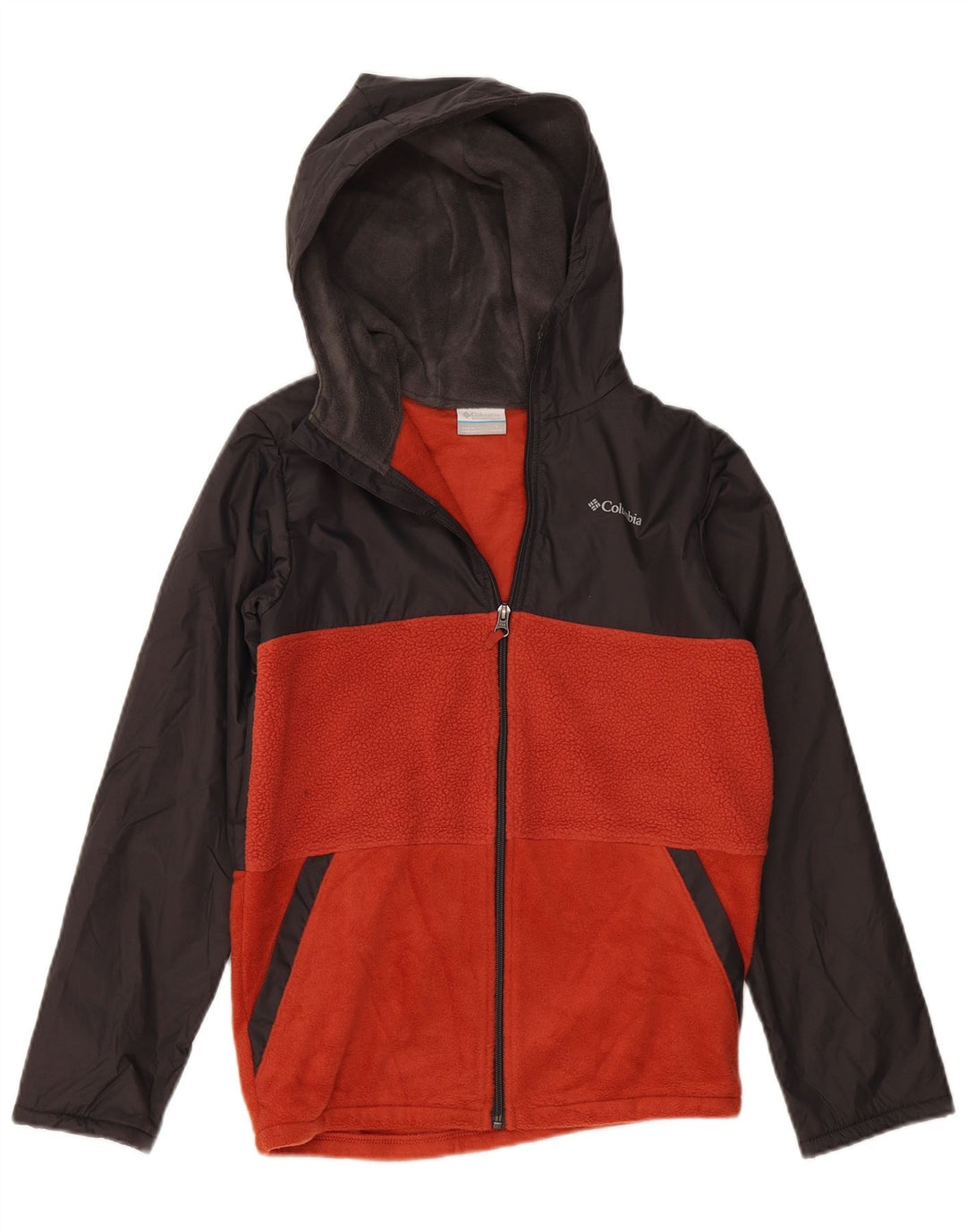 COLUMBIA Veste Polaire à Capuche Garçon 14-15 Ans Large Gris Colorblock