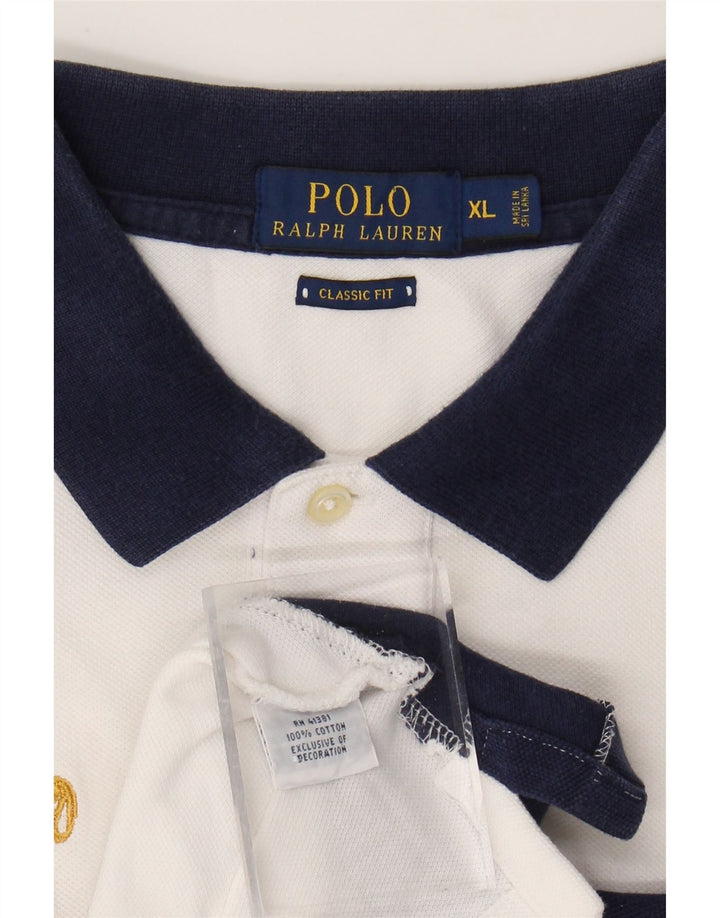 POLO RALPH LAUREN Polo de Rugby Graphique Homme XL Blanc Colorblock