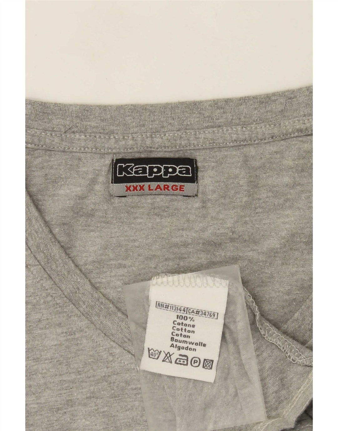 Kappa T-Shirt Homme Top 3XL Gris Coton