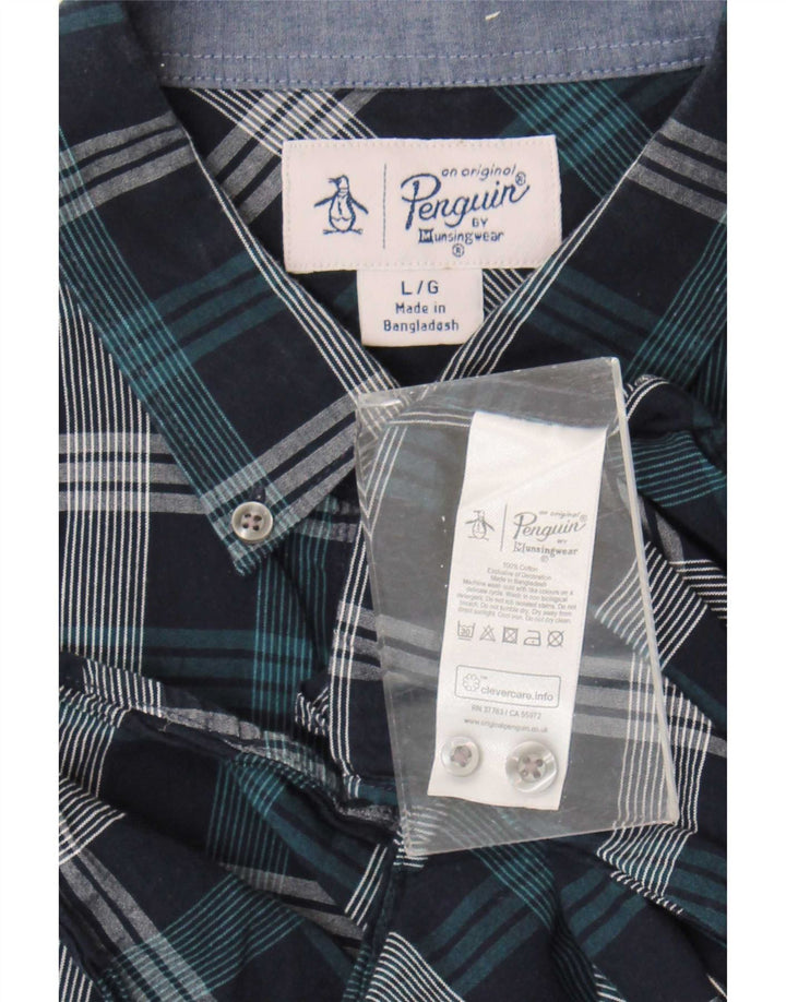 Penguin Chemise Homme Grand Carreau Bleu Marine Coton