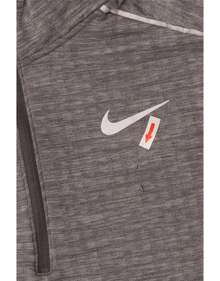 Nike Homme Running Zip Neck Pull Survêtement Haut Large Gris Polyester
