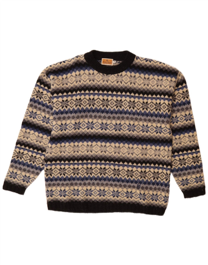 CONTE OF FLORENCE Pull col rond pour homme Beige moyen Fair Isle