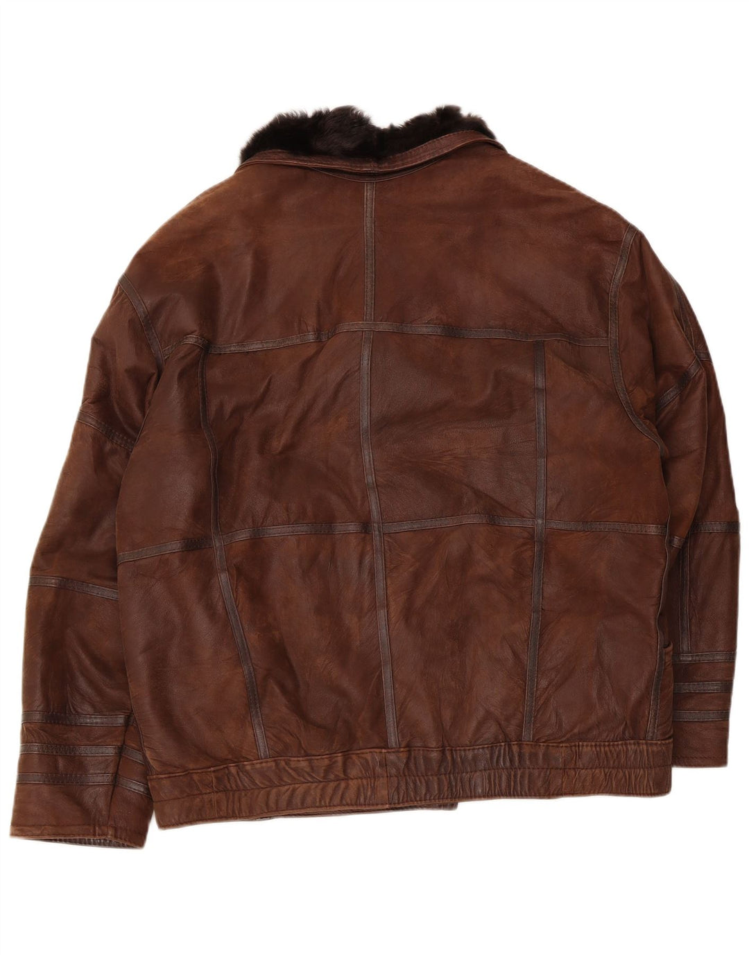 vintage Mens Shearling Jacket UK 40 Grand Patchwork Brun