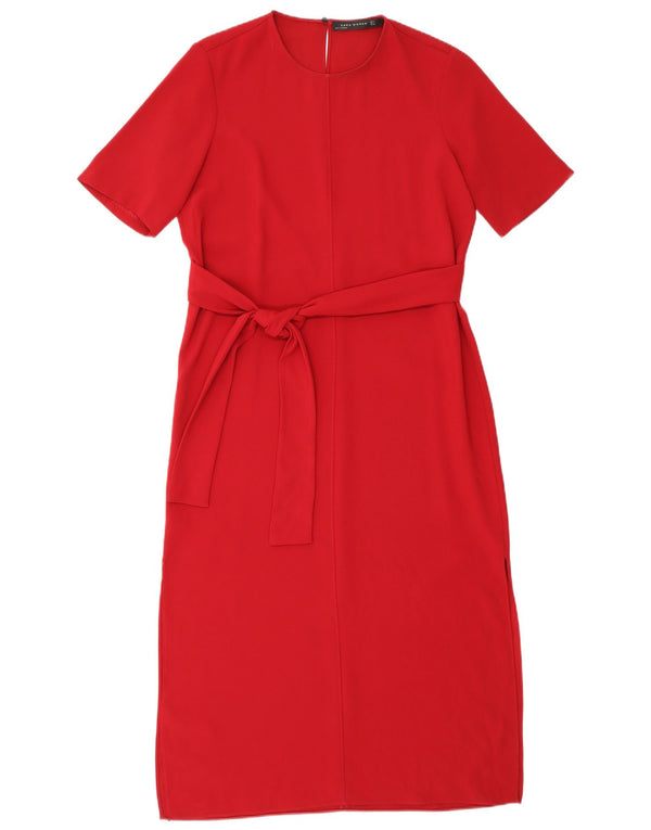 Zara Robe Maxi Femme UK 44 Polyester Rouge Moyen