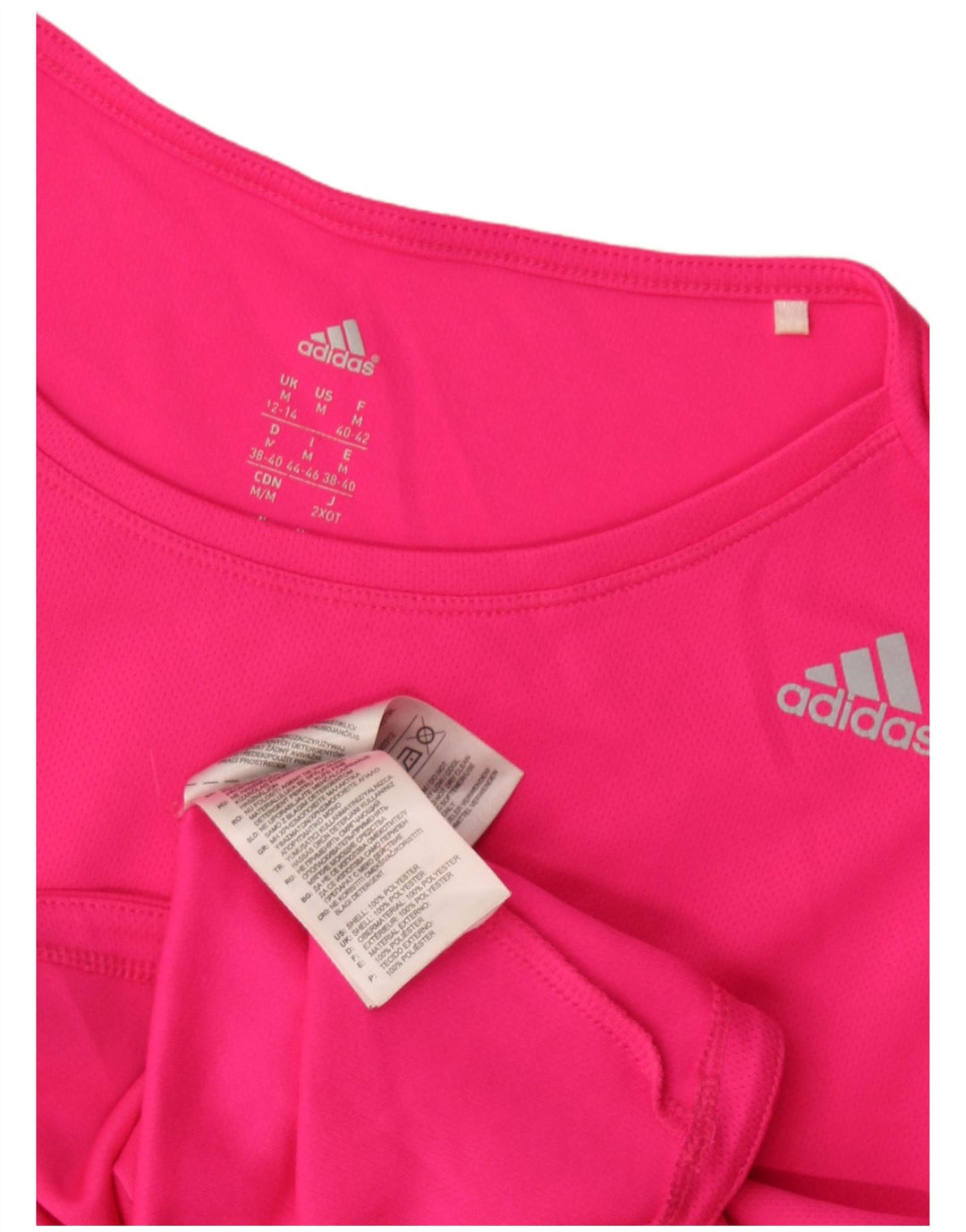 Adidas T-Shirt Femme Top UK 12/14 Rose Moyen Polyester