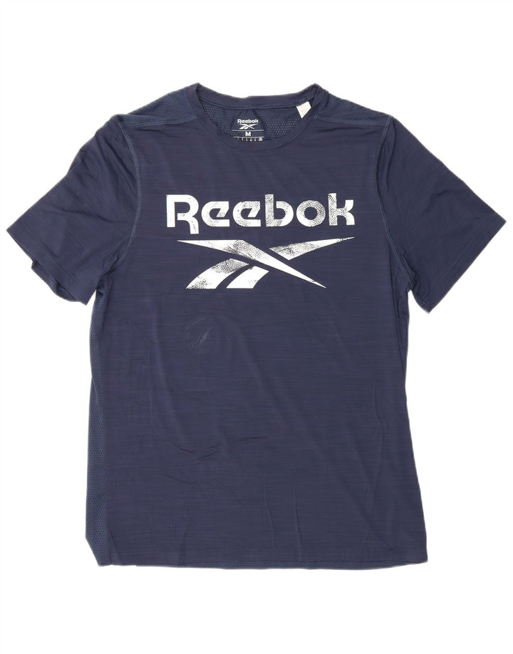 REEBOK T-Shirt Graphique Homme Bleu Marine Moyen